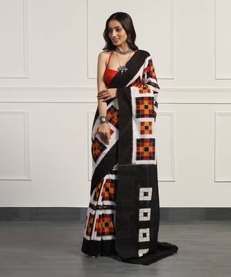 Multicolor  cotton handloom telia rumal double ikat saree 1