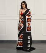 Multicolor  cotton handloom telia rumal double ikat saree