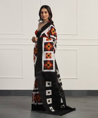 Multicolor  cotton handloom telia rumal double ikat saree 3