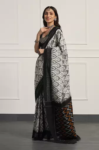 Multicolor  cotton handloom ikat saree