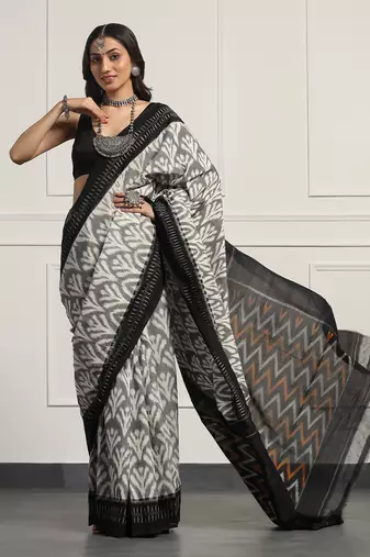 Multicolor  cotton handloom ikat saree