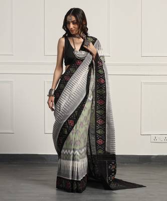Multicolor  cotton handloom ikat saree 5
