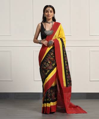 Multicolor  cotton handloom ikat saree 1