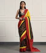 Multicolor  cotton handloom ikat saree