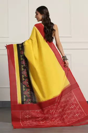 Multicolor  cotton handloom ikat saree