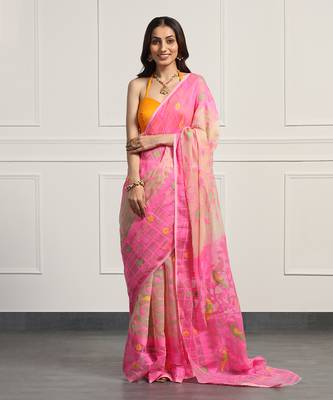 Multicolor  silk handloom jamdani on resham silk 1