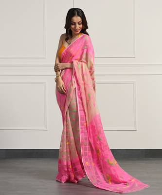 Multicolor  silk handloom jamdani on resham silk 3