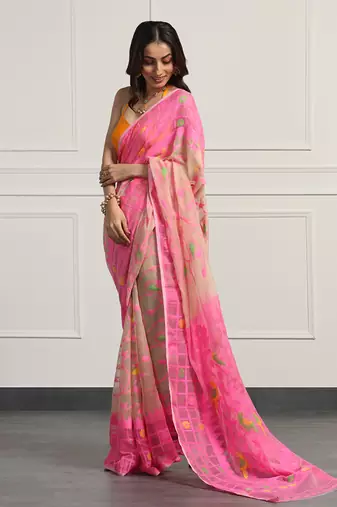 Multicolor  silk handloom jamdani on resham silk