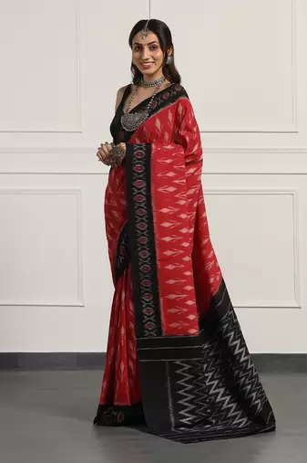 Multicolor  cotton handloom ikat saree