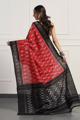 Multicolor  cotton handloom ikat saree