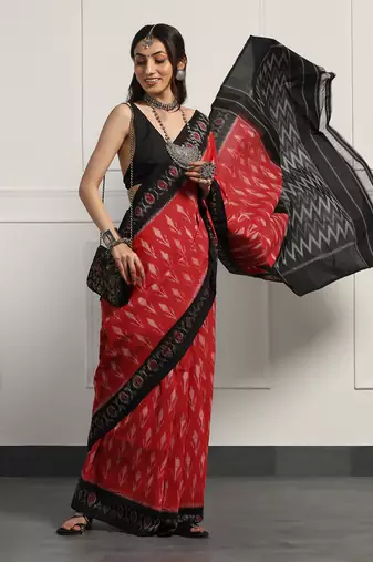 Multicolor  cotton handloom ikat saree