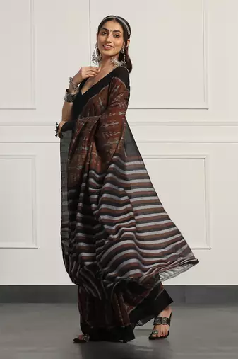 Multicolor  cotton handloom ikat saree