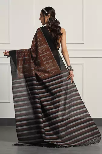 Multicolor  cotton handloom ikat saree