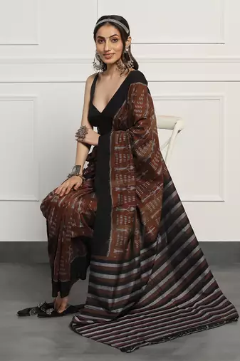 Multicolor  cotton handloom ikat saree