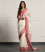 Multicolor Linen Handloom Linen Saree Without Blouse