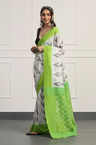 Multicolor  cotton handloom ikat saree