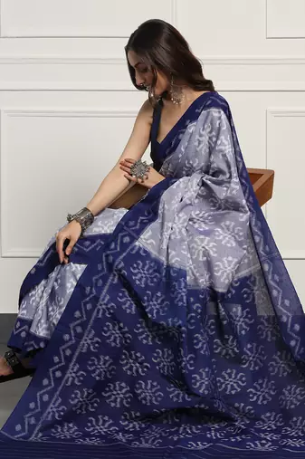 Multicolor  cotton handloom ikat saree