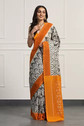 Multicolor  cotton handloom ikat saree