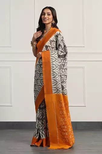 Multicolor  cotton handloom ikat saree