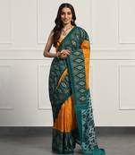 Multicolor  cotton handloom ikat saree