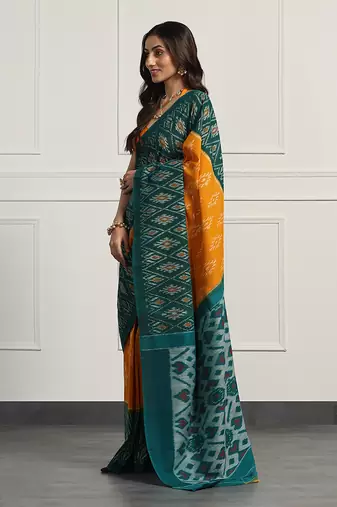 Multicolor  cotton handloom ikat saree