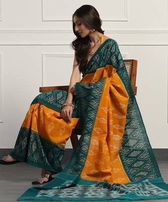 Multicolor  cotton handloom ikat saree 5