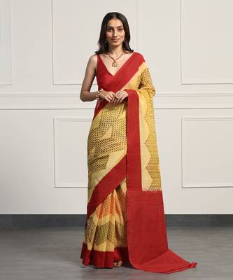 Multicolor  cotton handloom telia rumal double ikat saree 1