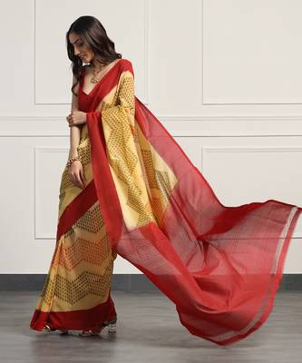 Multicolor  cotton handloom telia rumal double ikat saree 3
