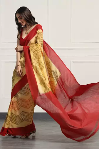 Multicolor  cotton handloom telia rumal double ikat saree