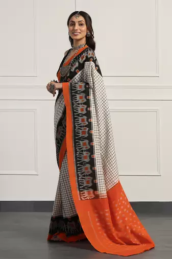 Multicolor  cotton handloom ikat saree