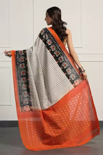 Multicolor  cotton handloom ikat saree