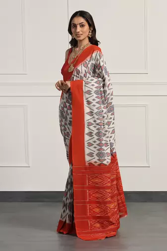 Multicolor  cotton handloom ikat saree