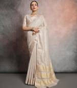 Cream Soft Mulberry Silk Zari Weaving Saree Festive Wear