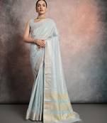 Firozi Soft Mulberry Silk Zari Weaving Saree Festive Wear