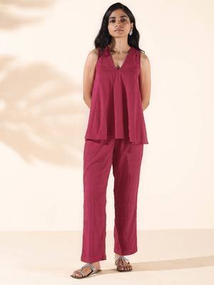 carrot cotton dobby sleeveless co-ord set 1
