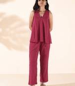 carrot cotton dobby sleeveless co-ord set