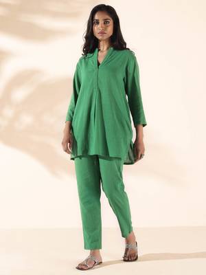 green cotton relaxed co-ord set 1