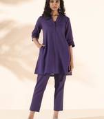 purple cotton relaxed co-ord set