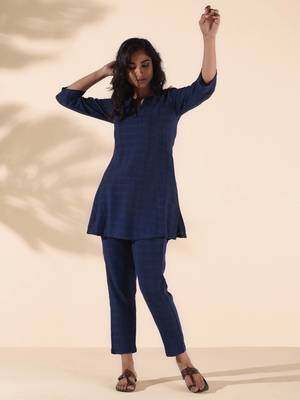 blue cotton dobby regular co-ord set 1