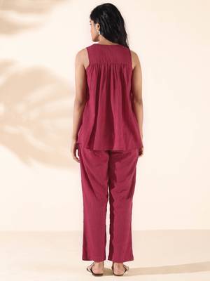 carrot cotton dobby sleeveless co-ord set 2
