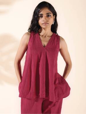 carrot cotton dobby sleeveless co-ord set 3