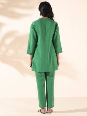 green cotton relaxed co-ord set 2