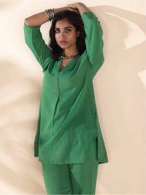 green cotton relaxed co-ord set 3
