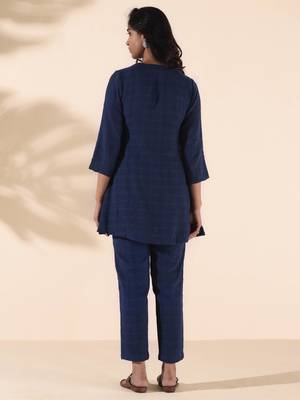 blue cotton dobby regular co-ord set 2