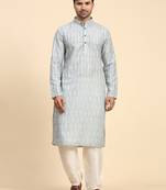 Grey colour ethnic wear kurta for men for festive party looks