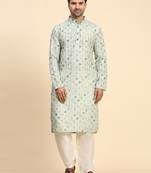 Light green colour ethnic wear kurta for men for festive party looks