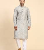 Grey colour ethnic wear kurta for men for festive party looks