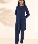 blue cotton dobby relaxed co-ord set