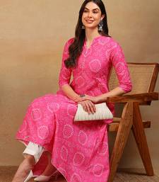 Pink Daily Wear Bandhani Kurta for Women