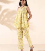 lime cotton ikat sleeveless co-ord set